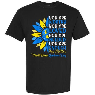 Sunflower Motivational Down Syndrome Awareness Kid Garment-Dyed Heavyweight T-Shirt