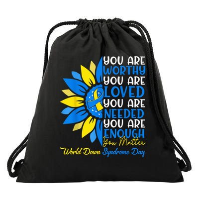 Sunflower Motivational Down Syndrome Awareness Kid Drawstring Bag