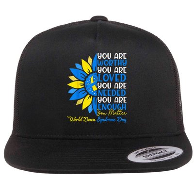 Sunflower Motivational Down Syndrome Awareness Kid Flat Bill Trucker Hat
