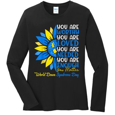 Sunflower Motivational Down Syndrome Awareness Kid Ladies Long Sleeve Shirt