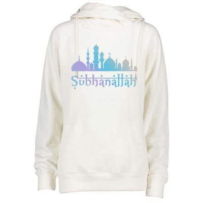 Subhanallah Mosque Design Islamic Ramadan Muslim Cute Gift Womens Funnel Neck Pullover Hood