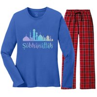 Subhanallah Mosque Design Islamic Ramadan Muslim Cute Gift Women's Long Sleeve Flannel Pajama Set 