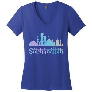 Subhanallah Mosque Design Islamic Ramadan Muslim Cute Gift Women's V-Neck T-Shirt