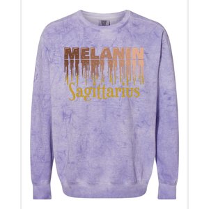 Sagittarius Melanin Dripping Zodiac Sign For Black Gift Colorblast Crewneck Sweatshirt