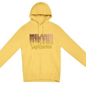 Sagittarius Melanin Dripping Zodiac Sign For Black Gift Premium Pullover Hoodie