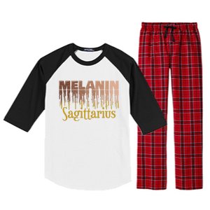 Sagittarius Melanin Dripping Zodiac Sign For Black Gift Raglan Sleeve Pajama Set