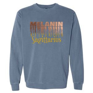 Sagittarius Melanin Dripping Zodiac Sign For Black Gift Garment-Dyed Sweatshirt