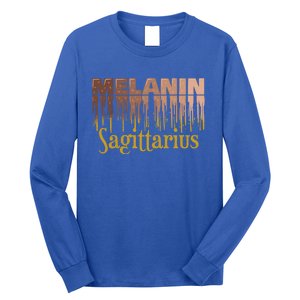 Sagittarius Melanin Dripping Zodiac Sign For Black Gift Long Sleeve Shirt