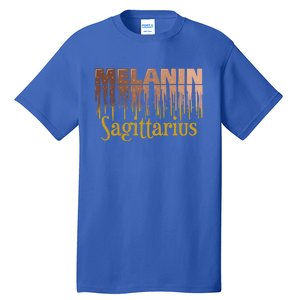 Sagittarius Melanin Dripping Zodiac Sign For Black Gift Tall T-Shirt