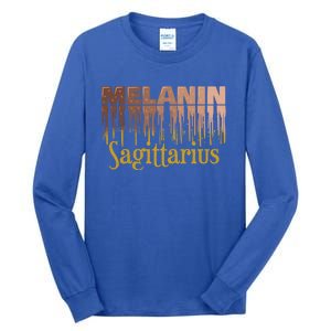 Sagittarius Melanin Dripping Zodiac Sign For Black Gift Tall Long Sleeve T-Shirt