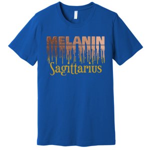 Sagittarius Melanin Dripping Zodiac Sign For Black Gift Premium T-Shirt