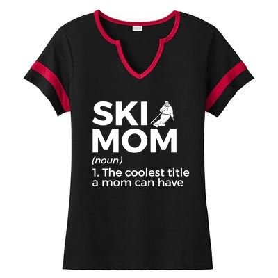 Ski Mom Definition Funny Skiing For Skiers Cute Gift Ladies Halftime Notch Neck Tee