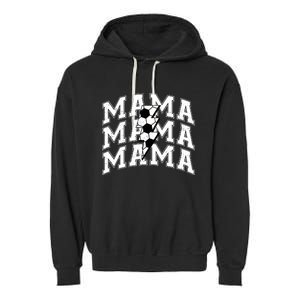 soccer Mama Distressed Lightning Bolt Mom Garment-Dyed Fleece Hoodie