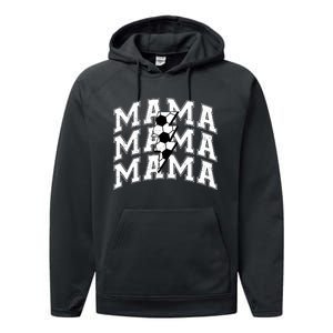 soccer Mama Distressed Lightning Bolt Mom Performance Fleece Hoodie