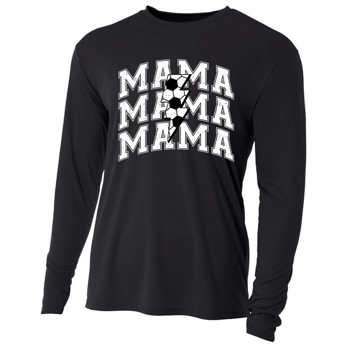 soccer Mama Distressed Lightning Bolt Mom Cooling Performance Long Sleeve Crew