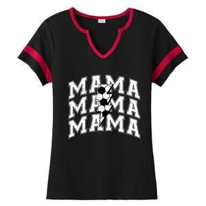 Soccer Mama Distressed Lightning Bolt Mom Ladies Halftime Notch Neck Tee