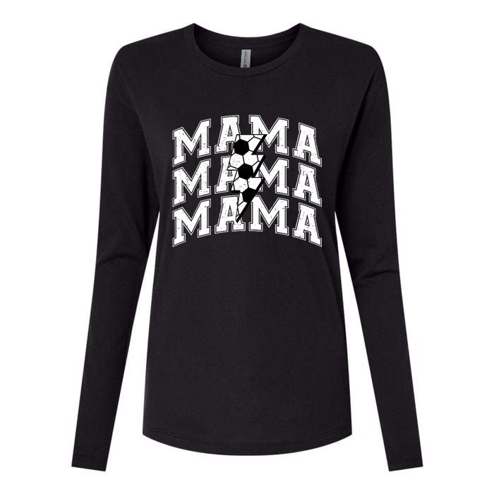 Soccer Mama Distressed Lightning Bolt Mom Womens Cotton Relaxed Long Sleeve T-Shirt