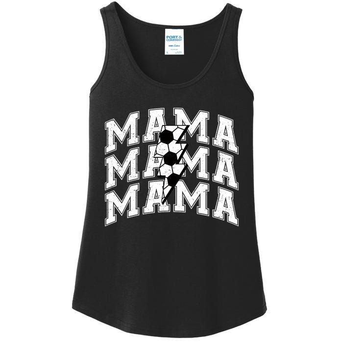 Soccer Mama Distressed Lightning Bolt Mom Ladies Essential Tank