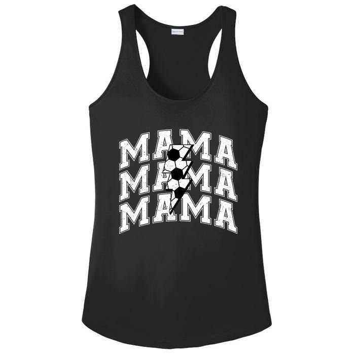 Soccer Mama Distressed Lightning Bolt Mom Ladies PosiCharge Competitor Racerback Tank