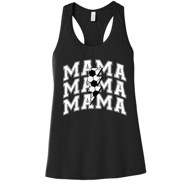 Soccer Mama Distressed Lightning Bolt Mom Women's Racerback Tank