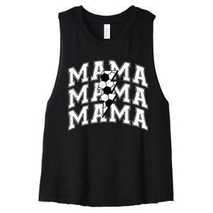 Soccer Mama Distressed Lightning Bolt Mom Women's Racerback Cropped Tank