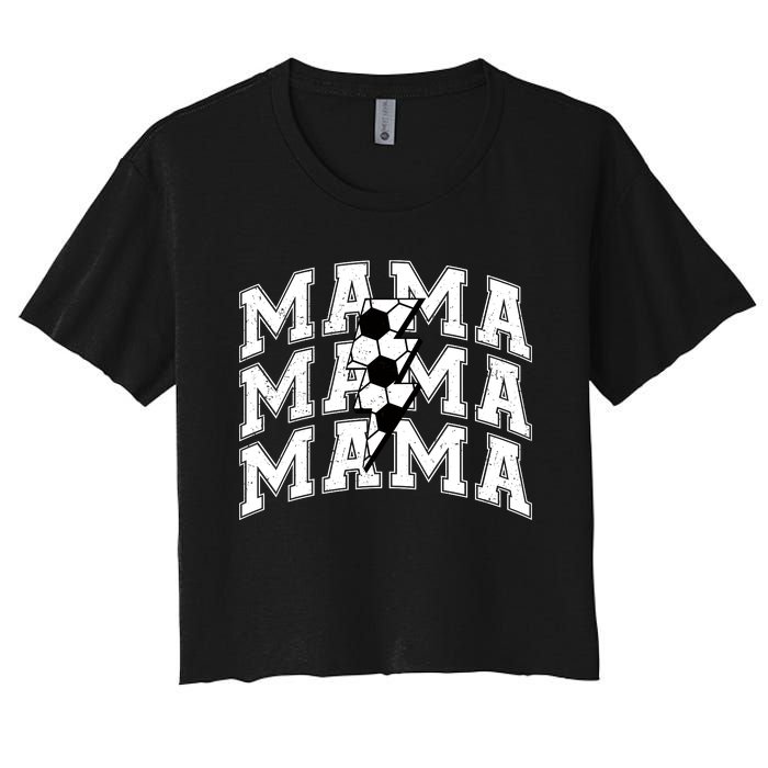 Soccer Mama Distressed Lightning Bolt Mom Women's Crop Top Tee