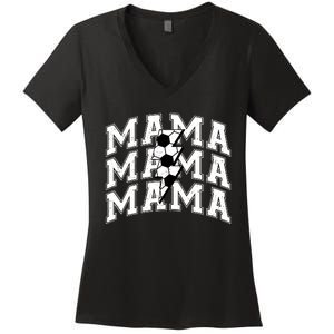 Soccer Mama Distressed Lightning Bolt Mom Women's V-Neck T-Shirt