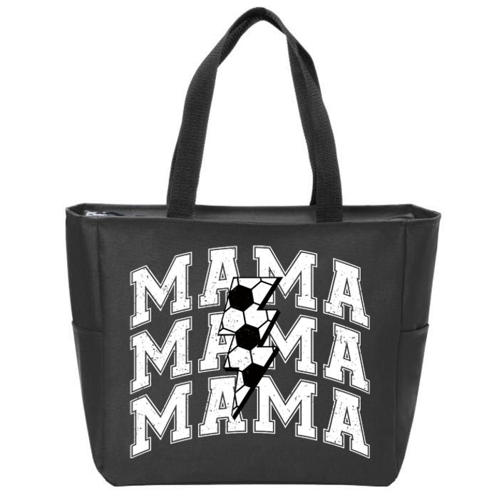 Soccer Mama Distressed Lightning Bolt Mom Zip Tote Bag