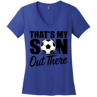 Soccer Mom Dad Proud Parent Game Day Gift Women's V-Neck T-Shirt