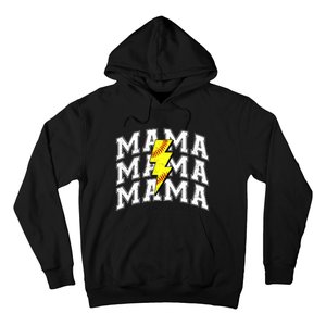 Softball Mama Distressed Lightning Bolt Mom Hoodie