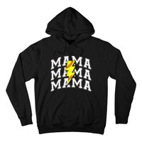 Softball Mama Distressed Lightning Bolt Mom Hoodie