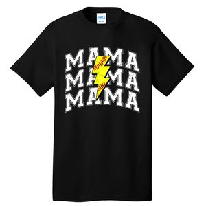 Softball Mama Distressed Lightning Bolt Mom Tall T-Shirt