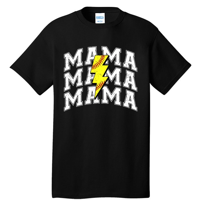 Softball Mama Distressed Lightning Bolt Mom Tall T-Shirt