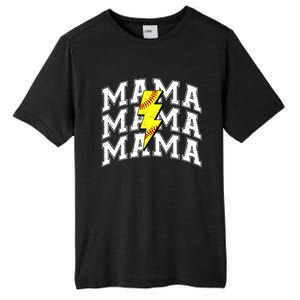 Softball Mama Distressed Lightning Bolt Mom Tall Fusion ChromaSoft Performance T-Shirt