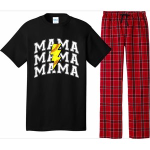 Softball Mama Distressed Lightning Bolt Mom Pajama Set