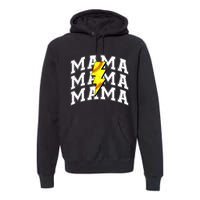 Softball Mama Distressed Lightning Bolt Mom Premium Hoodie