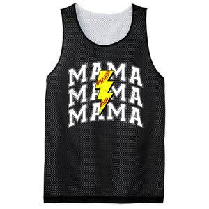 Softball Mama Distressed Lightning Bolt Mom Mesh Reversible Basketball Jersey Tank