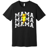 Softball Mama Distressed Lightning Bolt Mom Premium T-Shirt