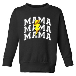 Softball Mama Distressed Lightning Bolt Mom Toddler Sweatshirt