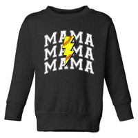 Softball Mama Distressed Lightning Bolt Mom Toddler Sweatshirt