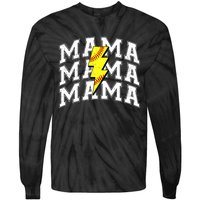 Softball Mama Distressed Lightning Bolt Mom Tie-Dye Long Sleeve Shirt