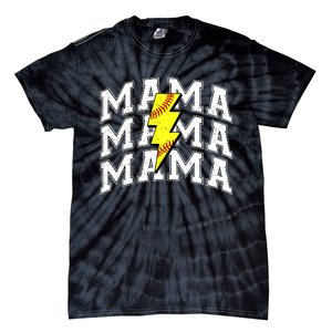 Softball Mama Distressed Lightning Bolt Mom Tie-Dye T-Shirt