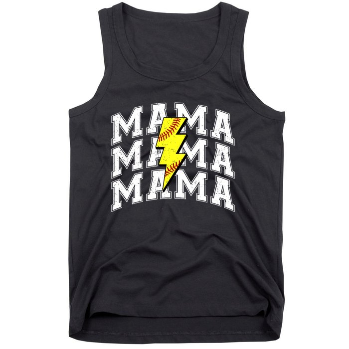 Softball Mama Distressed Lightning Bolt Mom Tank Top