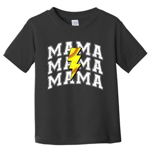 Softball Mama Distressed Lightning Bolt Mom Toddler T-Shirt