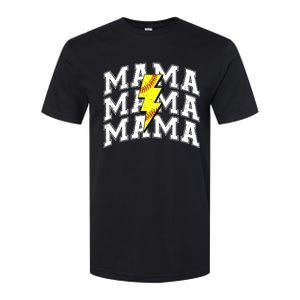 Softball Mama Distressed Lightning Bolt Mom Softstyle CVC T-Shirt