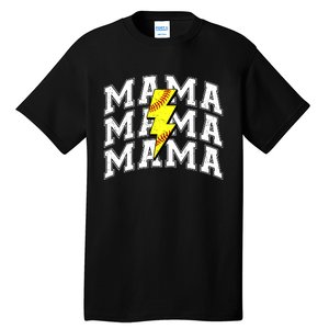 softball Mama Distressed Lightning Bolt Mom Tall T-Shirt