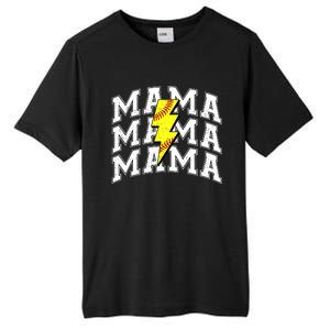 softball Mama Distressed Lightning Bolt Mom Tall Fusion ChromaSoft Performance T-Shirt