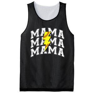 softball Mama Distressed Lightning Bolt Mom Mesh Reversible Basketball Jersey Tank