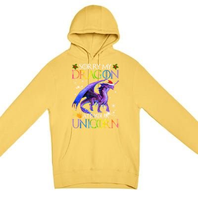 Sorry My Dragon Ate Your Unicorn Christmas Dragon Xmas Gift Premium Pullover Hoodie