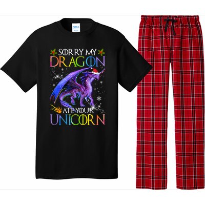 Sorry My Dragon Ate Your Unicorn Christmas Dragon Xmas Gift Pajama Set